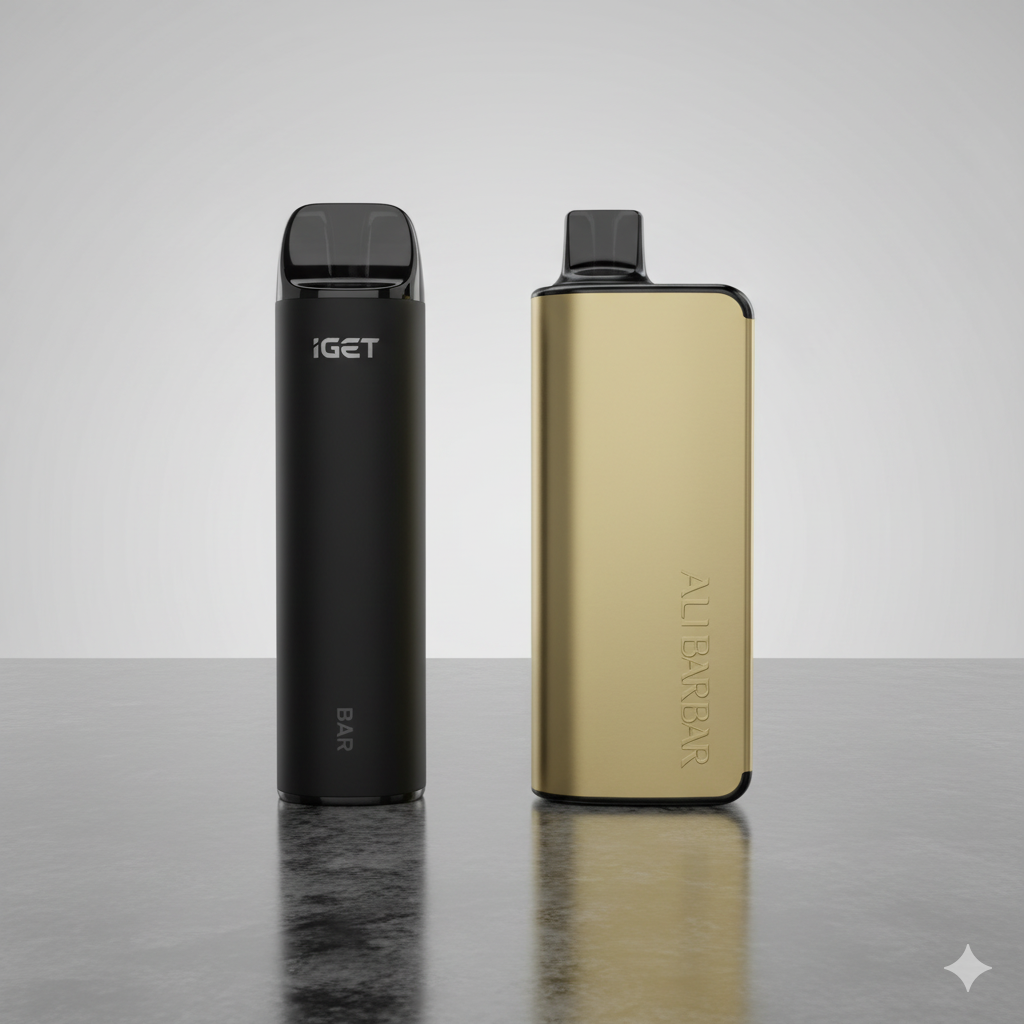 The Alibarbar Ingot 9000 placed side-by-side with an IGET Bar to show the size and design difference.